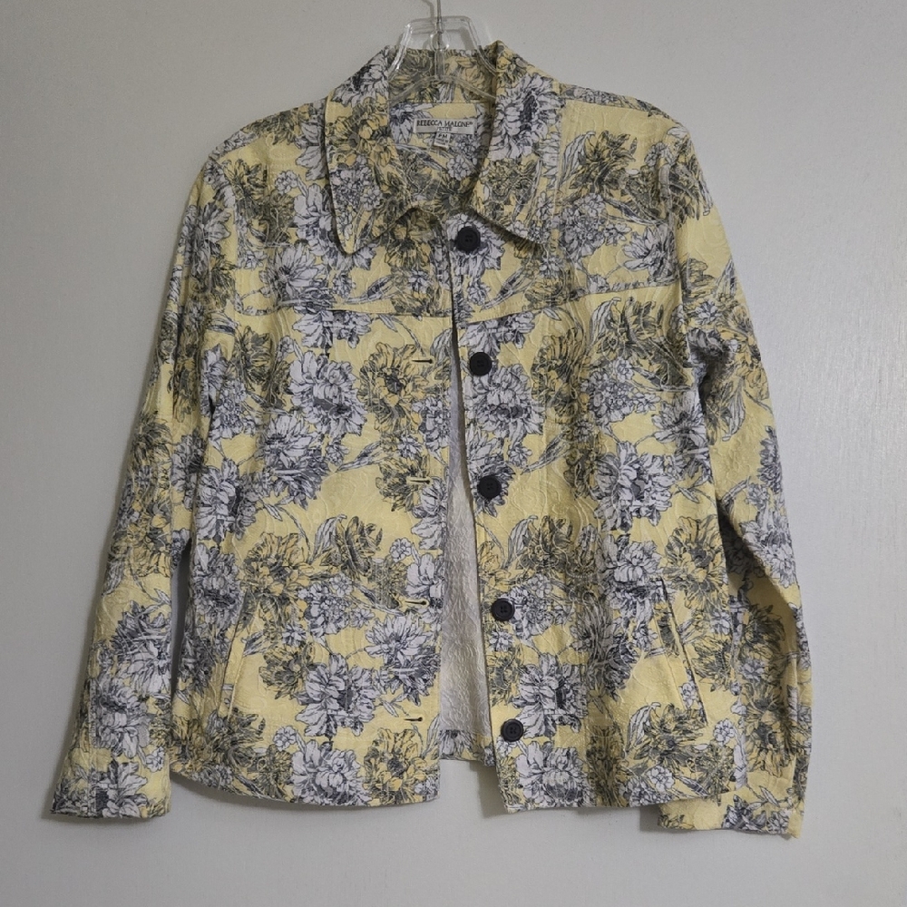 Rebecca Malone Floral Jean Jacket in Yellow and Black